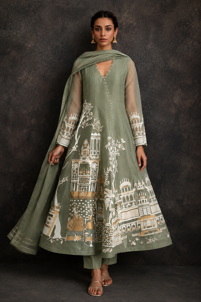 Rasrainaa Heritage Palace Anarkali Suit Set | Designer Printed Ethnic Wear | Multiple Colours