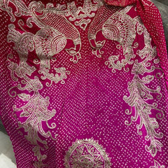 Handcrafted Gajji Silk Handwork Dupatta with Traditional Paisley & Bandhani-Inspired Embroidery
