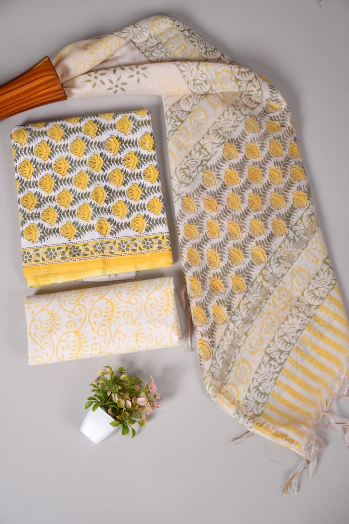 “Riwaayat – Hand Block Printed Cotton Suit Dress Material”