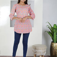 Women Multi Dot Cotton Short Kurta