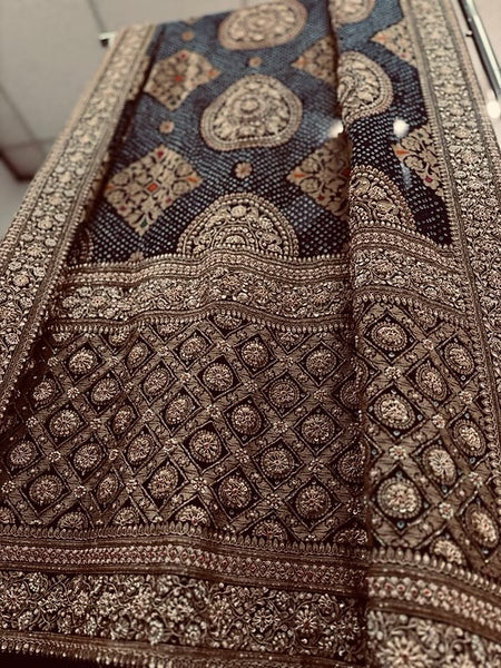 Royal Zari Heritage Bridal Dupatta– Antique Gold Handcrafted Elegance