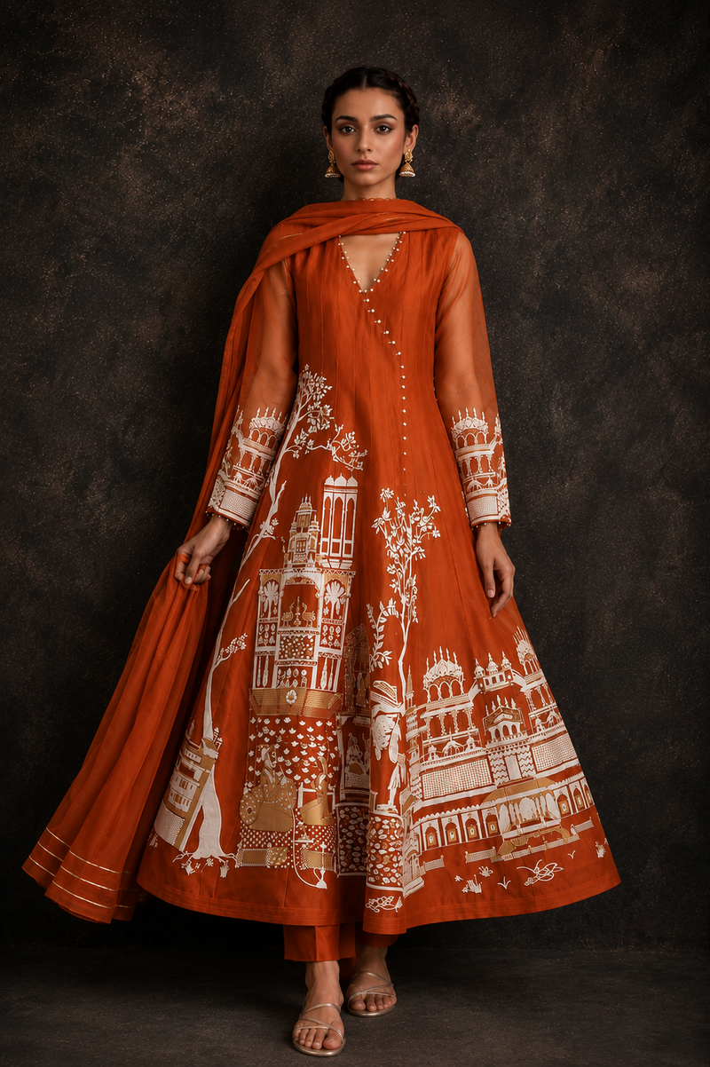 Rasrainaa Heritage Palace Anarkali Suit Set | Designer Printed Ethnic Wear | Multiple Colours