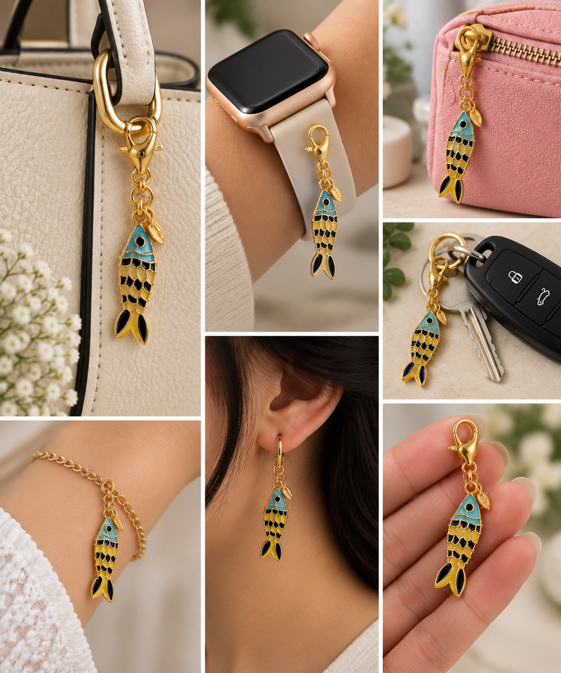Koi Fish Enamel Charm | Gold-Tone Bag, Watch & Key Charm