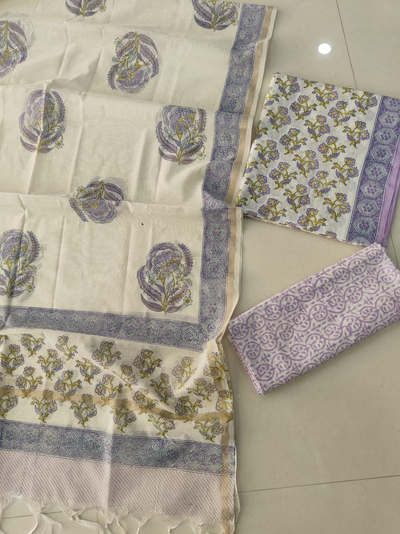 “Riwaayat – Hand Block Printed Cotton Suit Dress Material”