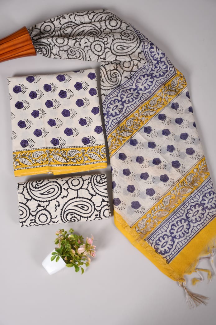 “Riwaayat – Hand Block Printed Cotton Suit Dress Material”