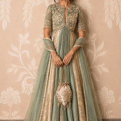 Rasrainaa Noor-e-Mehfil Embroidered Flared Anarkali Gown with Dupatta | Designer Festive Wear