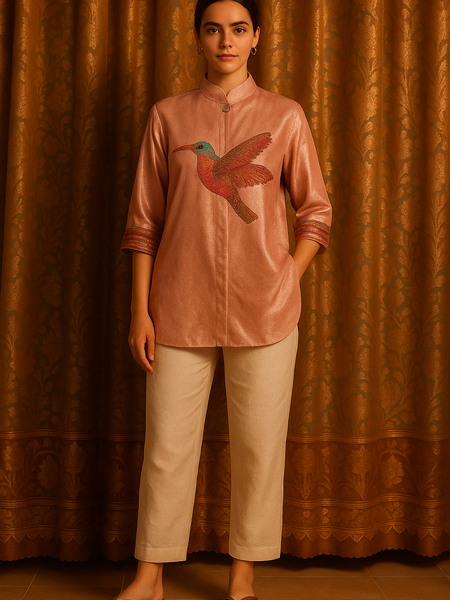 Gulabi Parinda – Embroidered Summer Shirt