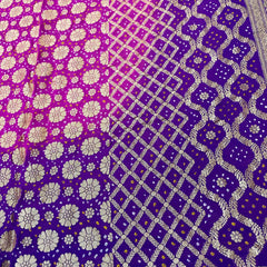 Bandhani Dupatta-Gharchola and Neemjhari print (Pink Purple)