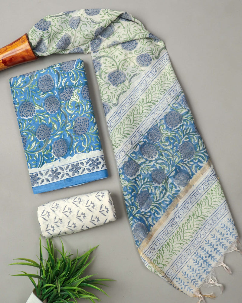 “Riwaayat – Hand Block Printed Cotton Suit Dress Material”