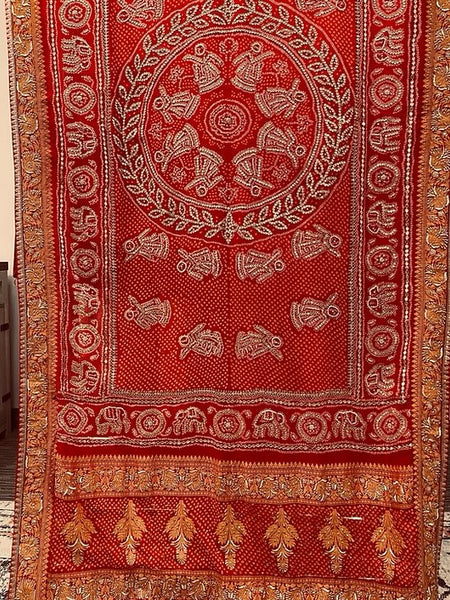 Rang-e-Riwaayat — Pure Gajji Silk Raas Mandal Small Bandhani Dupatta