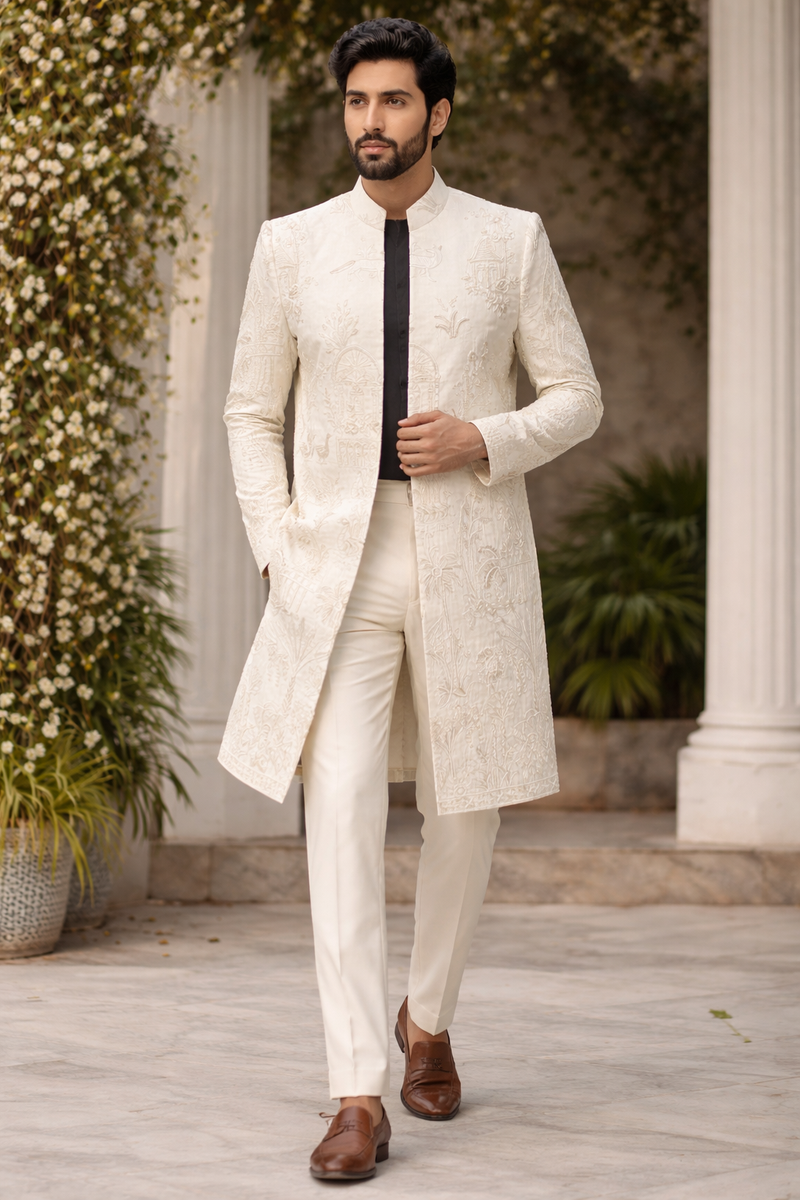 Ivory Royale – Tissue Silk Zardoshi Jacket Set