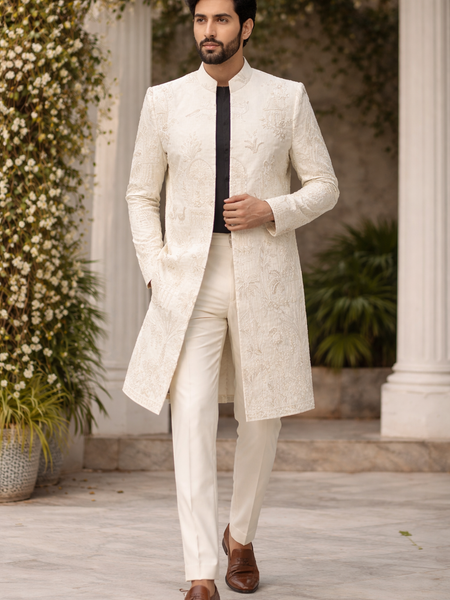 Ivory Royale – Tissue Silk Zardoshi Jacket Set