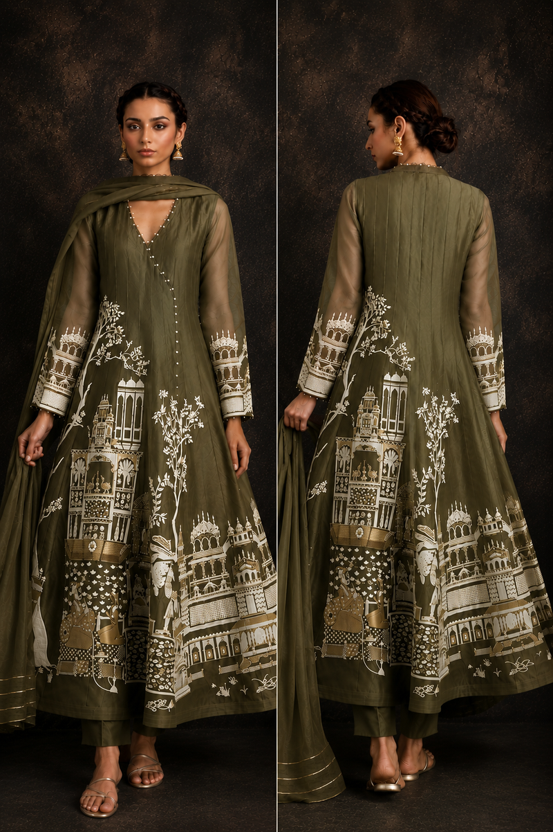 Rasrainaa Heritage Palace Anarkali Suit Set | Designer Printed Ethnic Wear | Multiple Colours