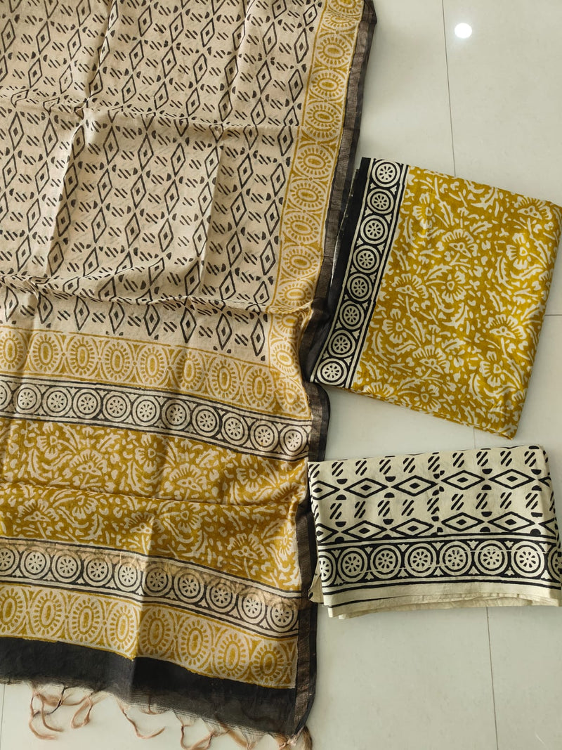 “Riwaayat – Hand Block Printed Cotton Suit Dress Material”