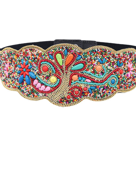 Rangrez Peacock – Multicolour Embellished Statement Waist Belt