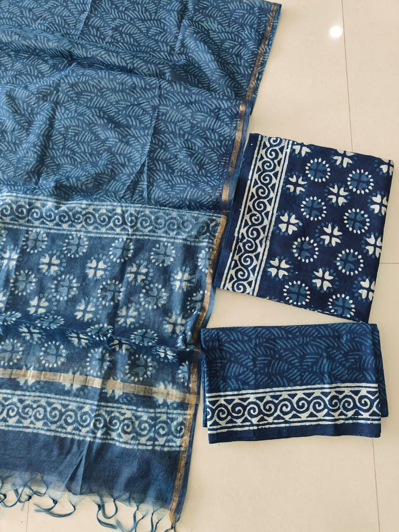 “Riwaayat – Hand Block Printed Cotton Suit Dress Material”