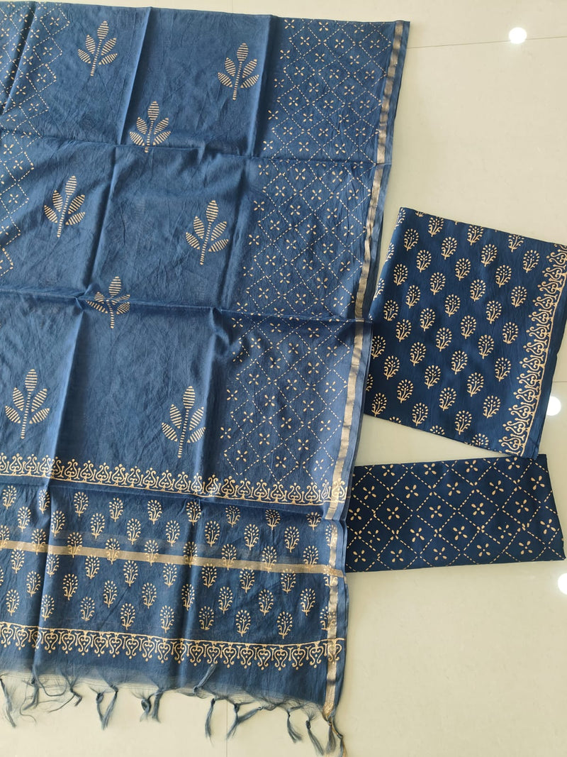 “Riwaayat – Hand Block Printed Cotton Suit Dress Material”