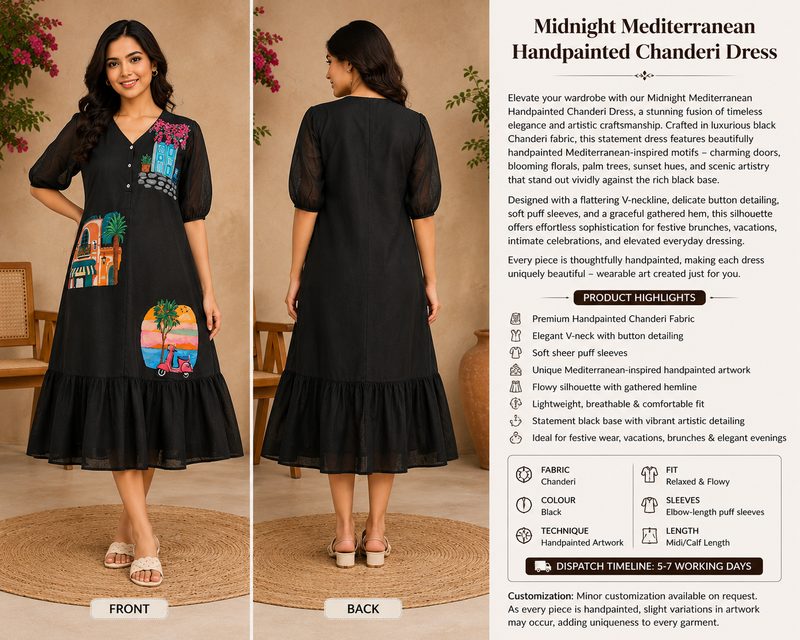 Mediterranean Muse Handpainted Dress