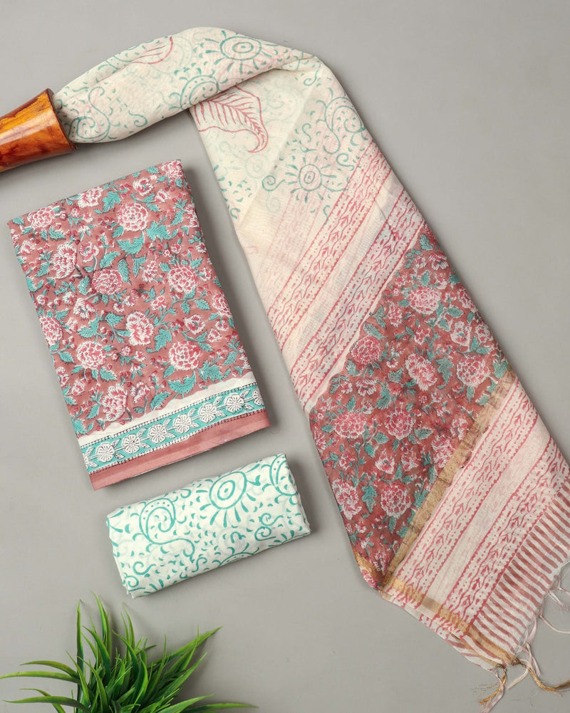 “Riwaayat – Hand Block Printed Cotton Suit Dress Material”
