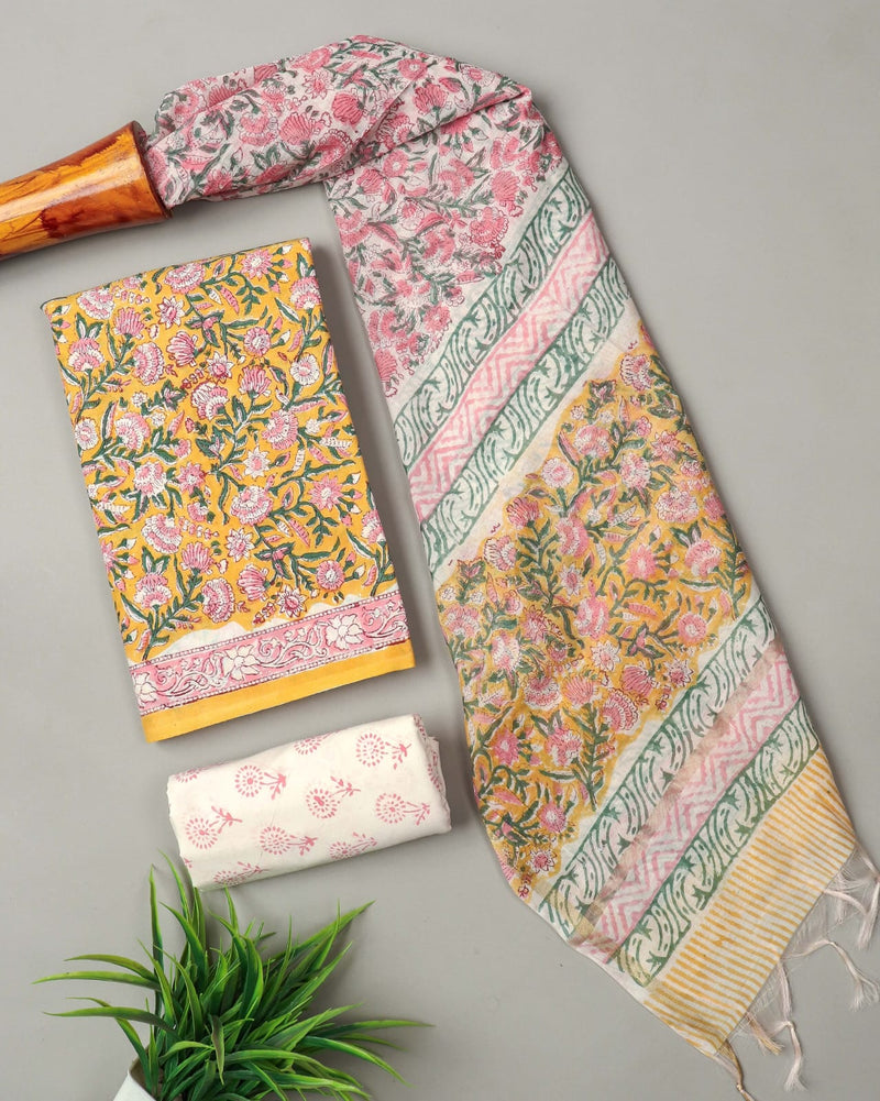 “Riwaayat – Hand Block Printed Cotton Suit Dress Material”