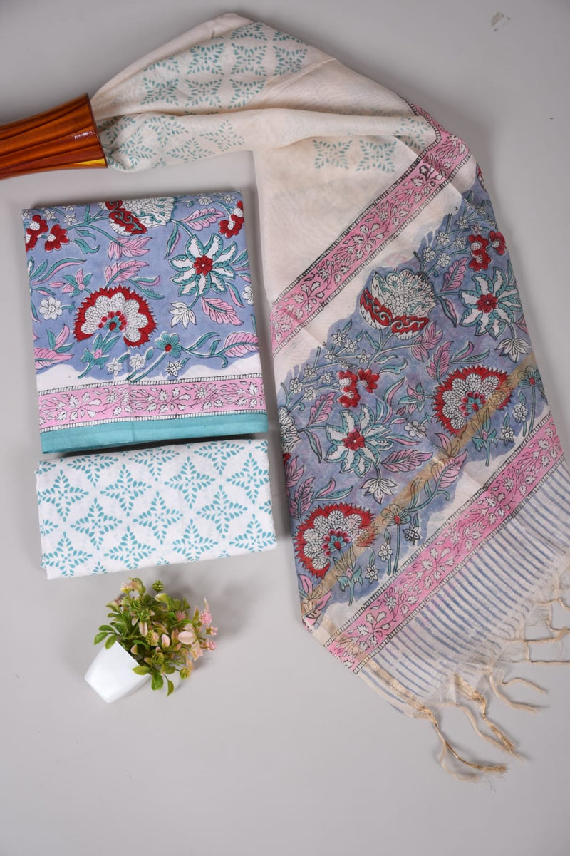 “Riwaayat – Hand Block Printed Cotton Suit Dress Material”