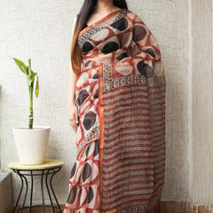 RangBagru Hand Block Printed Kota Doriya Saree with Blouse Piece
