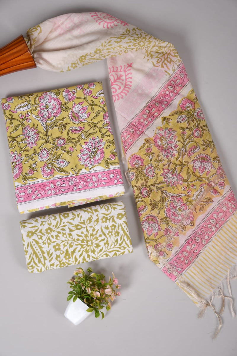 “Riwaayat – Hand Block Printed Cotton Suit Dress Material”