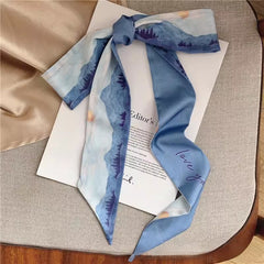 Azure Blossom Luxe Twilly Scarf