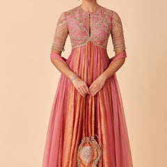 Rasrainaa Noor-e-Mehfil Embroidered Flared Anarkali Gown with Dupatta | Designer Festive Wear