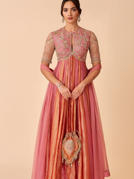 Rasrainaa Noor-e-Mehfil Embroidered Flared Anarkali Gown with Dupatta | Designer Festive Wear