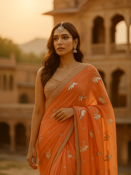 Mayur Tej – Handcrafted Chiffon Radiance