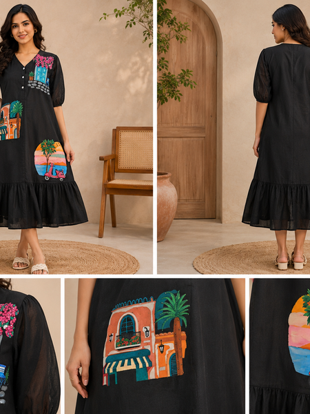 Mediterranean Muse Handpainted Dress