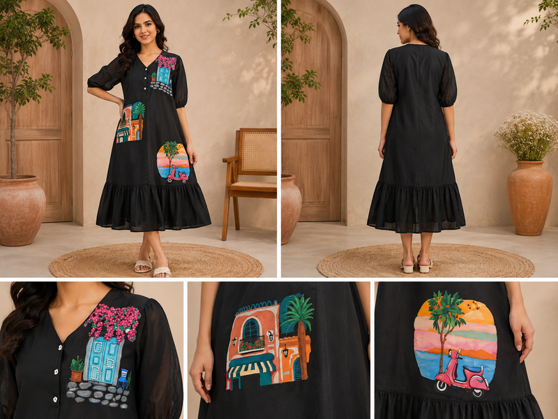 Mediterranean Muse Handpainted Dress