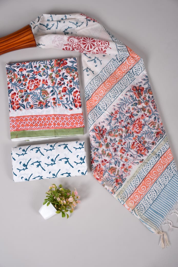 “Riwaayat – Hand Block Printed Cotton Suit Dress Material”