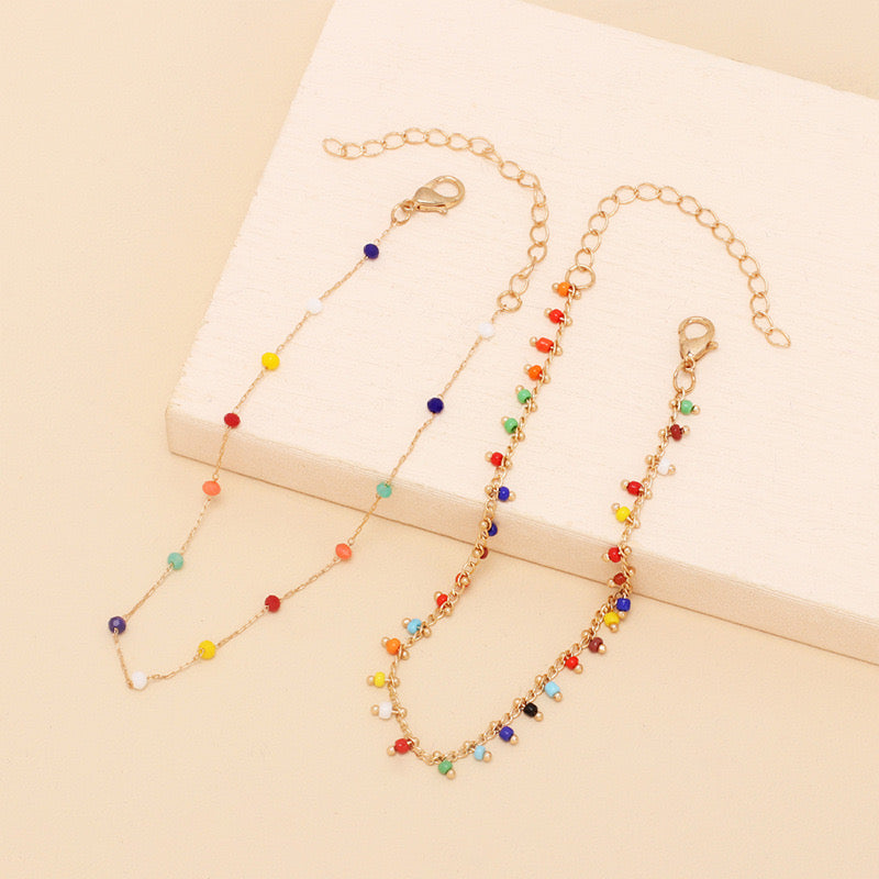 Boho Confetti – Multicolour Beaded Anklet