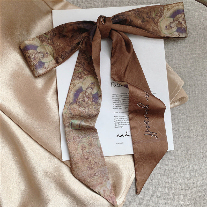 Azure Blossom Luxe Twilly Scarf
