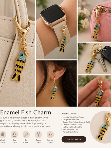 Koi Fish Enamel Charm | Gold-Tone Bag, Watch & Key Charm