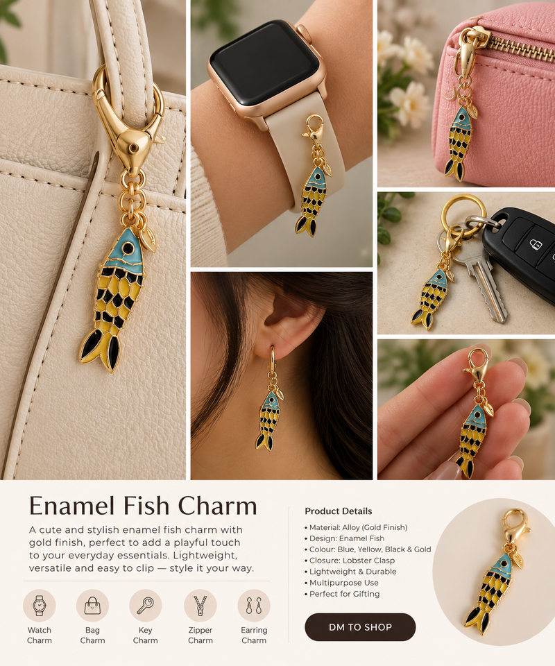 Koi Fish Enamel Charm | Gold-Tone Bag, Watch & Key Charm