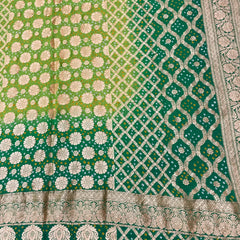 Bandhani Dupatta-Gharchola and Neemjhari print (Green)
