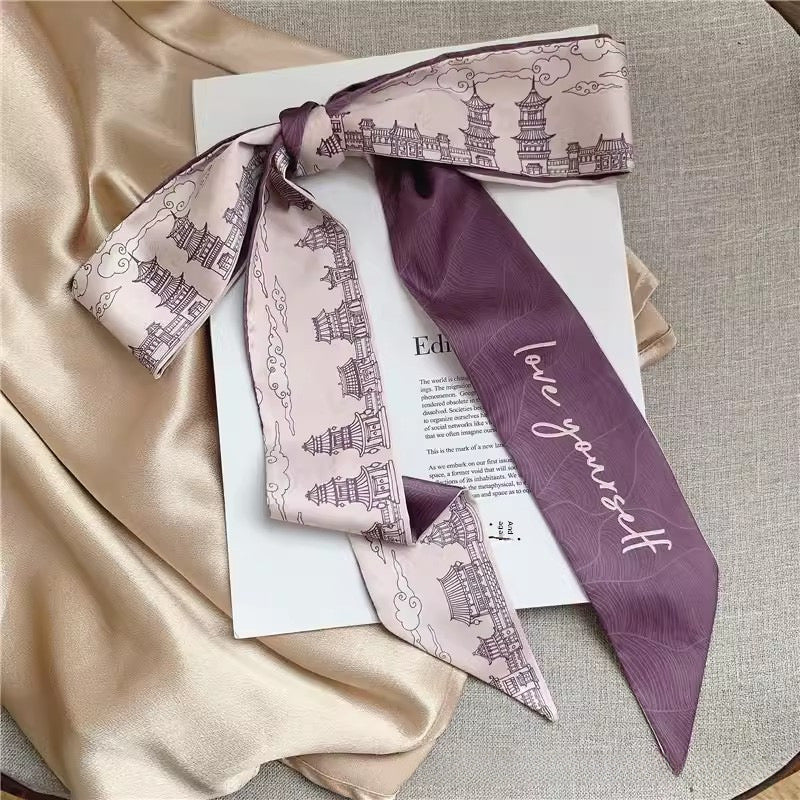 Azure Blossom Luxe Twilly Scarf