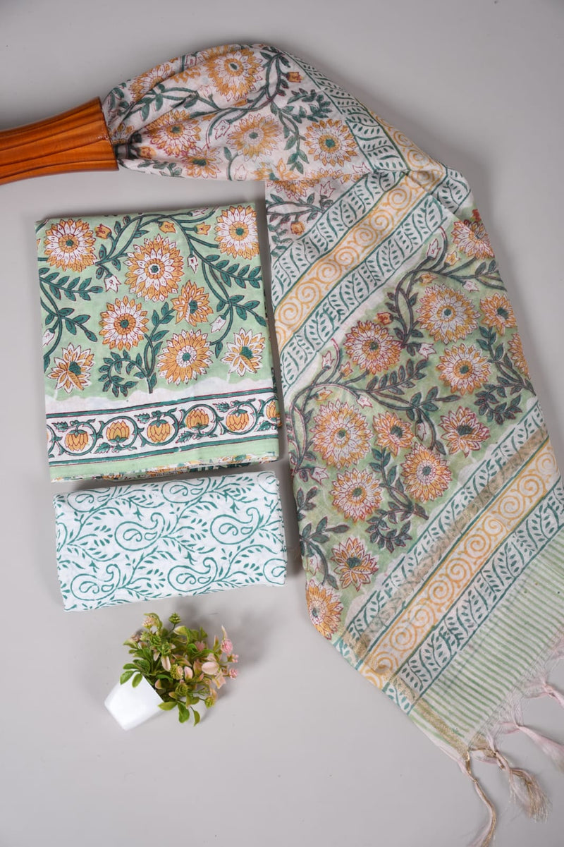“Riwaayat – Hand Block Printed Cotton Suit Dress Material”