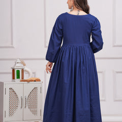 Neelrang – Royal Blue Handworked Cotton Anarkali Set