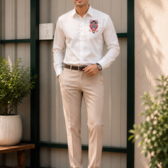 Men’s Ivory Coral Ombre Cotton Resort Shirt | Rasrainaa