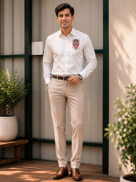 Men’s Ivory Coral Ombre Cotton Resort Shirt | Rasrainaa