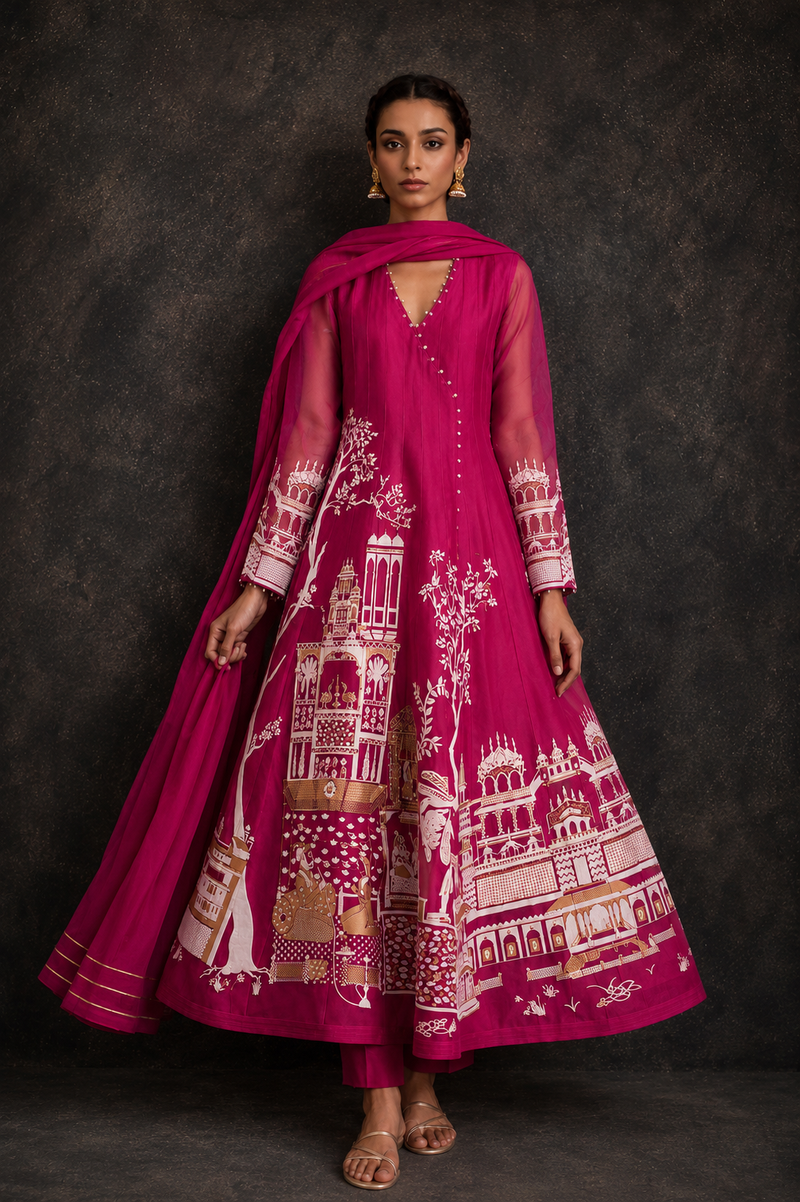 Rasrainaa Heritage Palace Anarkali Suit Set | Designer Printed Ethnic Wear | Multiple Colours