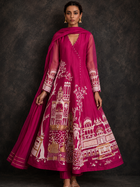 Rasrainaa Heritage Palace Anarkali Suit Set | Designer Printed Ethnic Wear | Multiple Colours