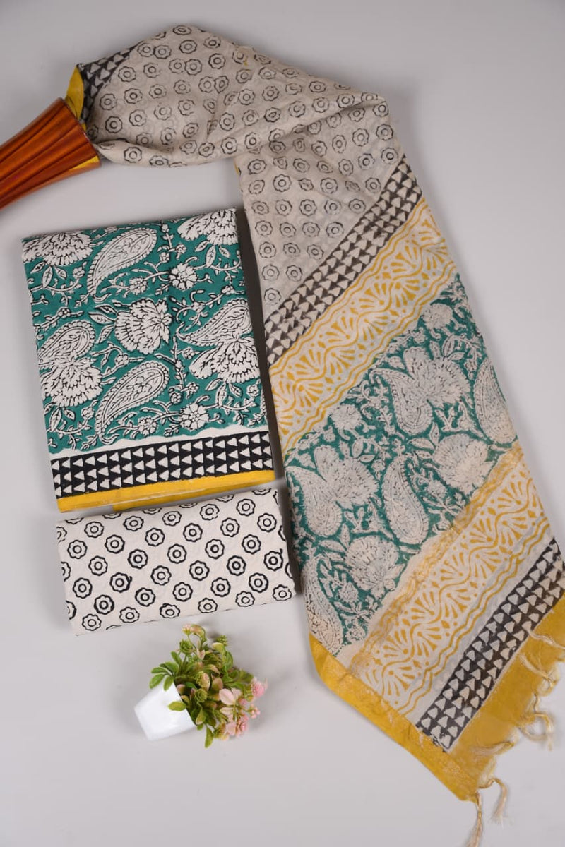 “Riwaayat – Hand Block Printed Cotton Suit Dress Material”