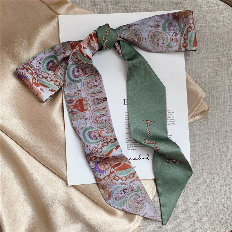Azure Blossom Luxe Twilly Scarf
