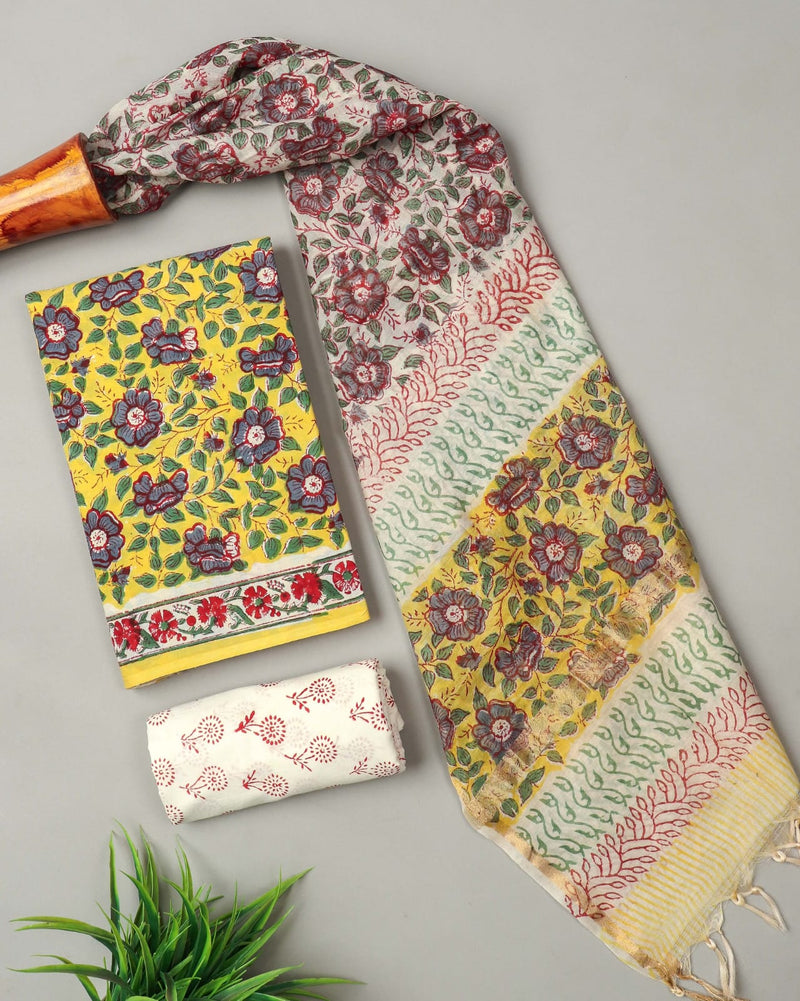 “Riwaayat – Hand Block Printed Cotton Suit Dress Material”