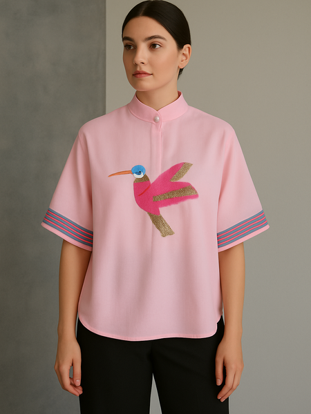Gulabi Parinda – Embroidered Summer Shirt